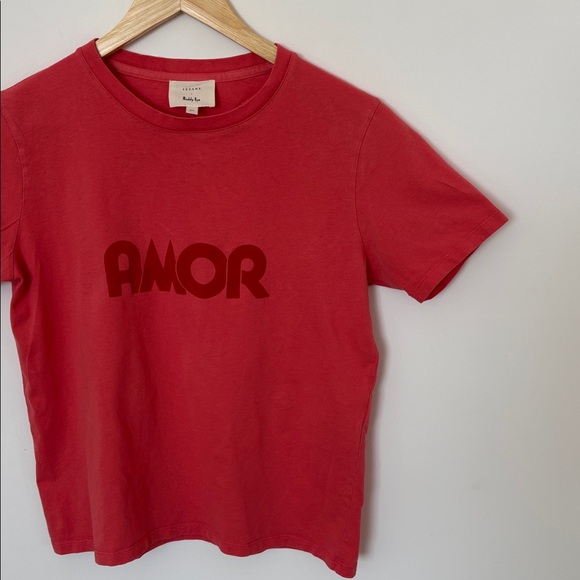 Sezane x Maddy Nye “AMOR” Short Sleeve Tee, Red - Picture 4 of 11